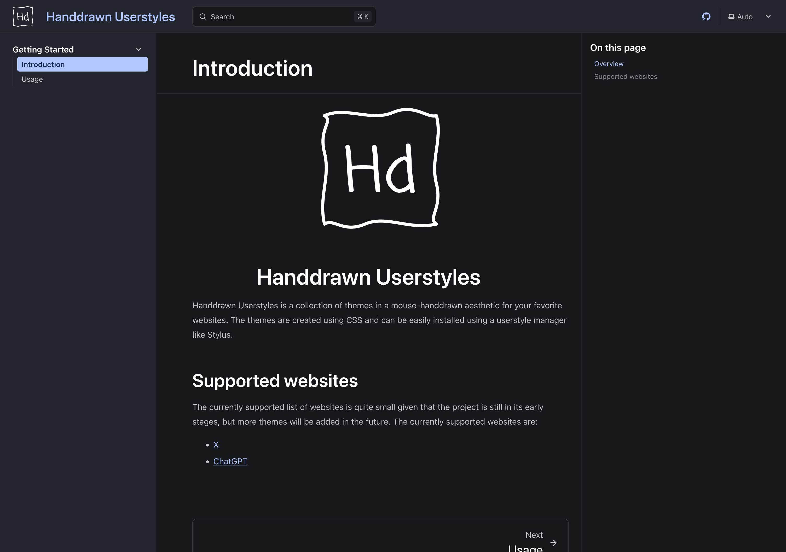 Handdrawn Userstyles